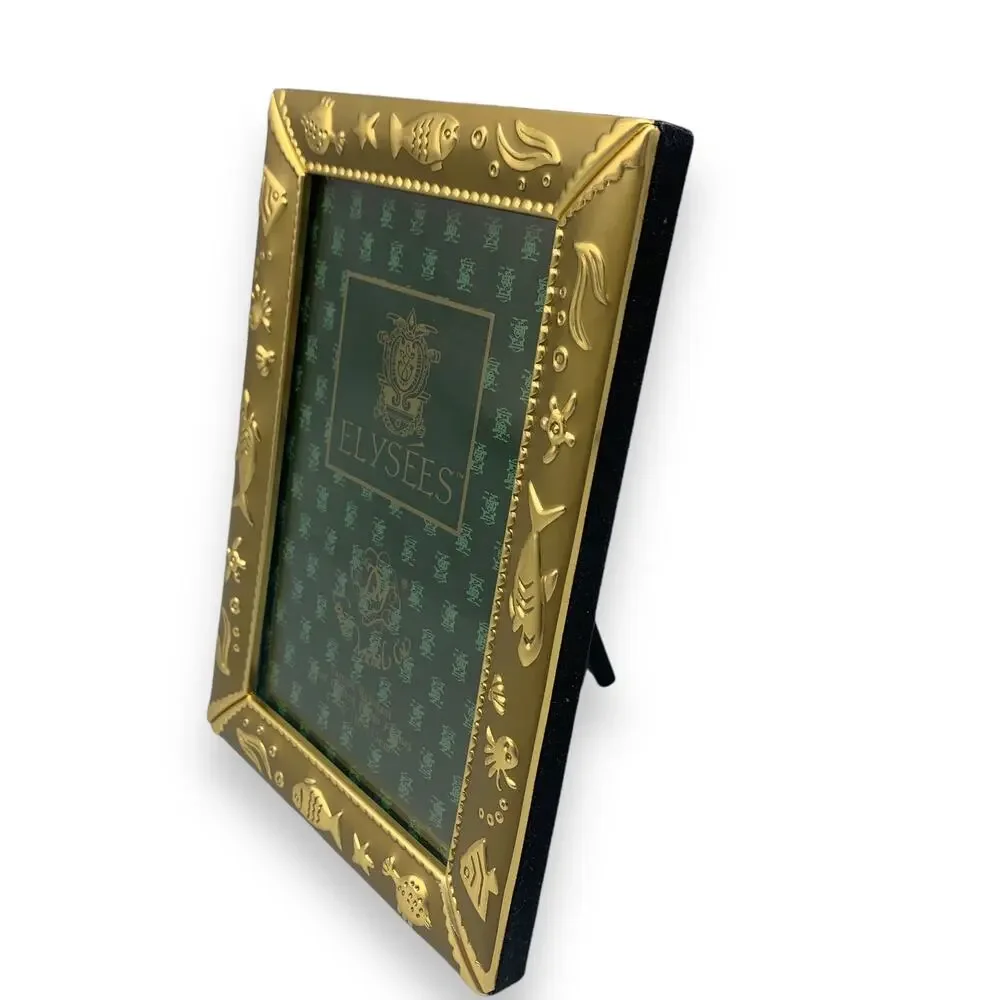 Elysees Brass 4X6 Picture Frame Ocean Fish Shark Beach House Tarnish Resistant